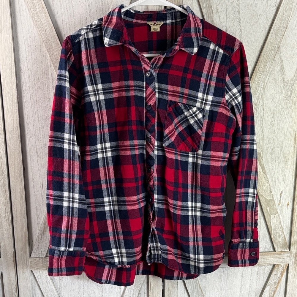 Woolrich Red and Blue Plaid Shirt 100% Cotton